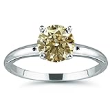 Anillo de compromiso y boda Vvs1 redondo de Moissanita real de 2,58 ct y color blanco y marrón, talla 7