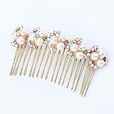 Asooll Crystal Bride Wedding Hair Comb Gold Pearl Bridal Hair Pieces Rhinestone Headpiece Hair Acces
