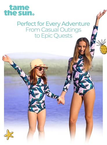 Image of One Piece Girls Swimsuit Long Sleeve UPF 50+ Rash Guard with UV Protection