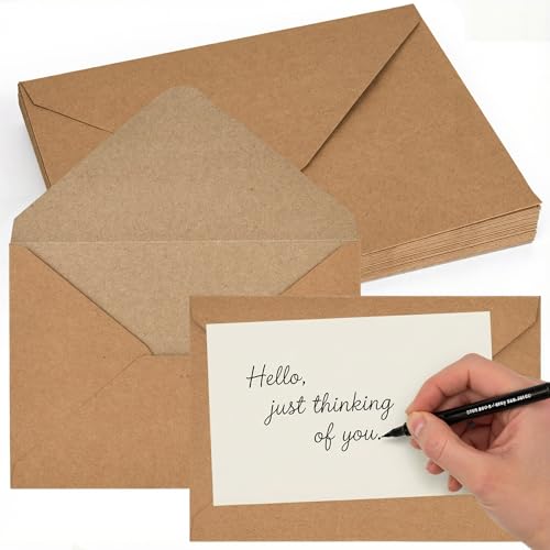 HAKACC 50 Stück Briefumschläge B6 Kraftpapier, Braune Kuverts...