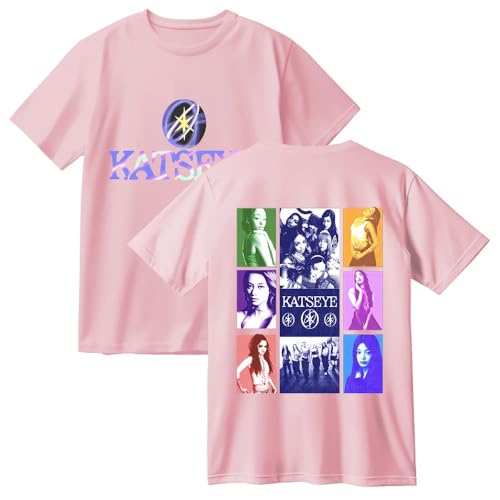 Camiseta Katseye Camiseta De Manga Corta con Cuello Redondo De Algodón Unisex Moderna Estilo Harajuku Y2K Prenda De Vestir Informal para El Verano-Navy||x_s