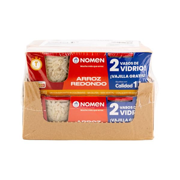 Arroz Redondo Listo en 1 Minuto - Pack Ahorro 12 x 140g - Vasos de Vidrio Reutilizables - Arroz para Microondas Sin Gluten, Vegano y Natural con Aceite de Oliva - NEXU