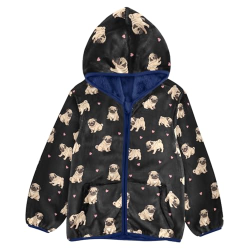 CHIFIGNO Cute Tan Pugs Boys Soft Comfy Sweatshirt Jacket with Polar Fleece Lining 3T