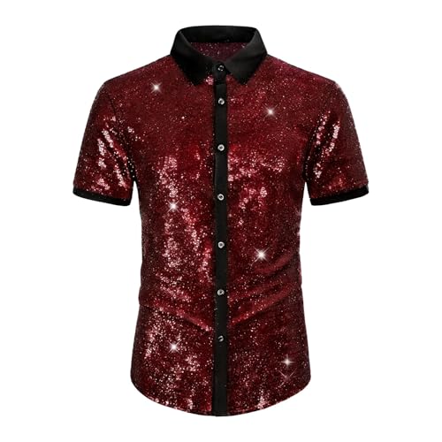 Blazer à paillettes homme coupe ajustée et chemise métallisée pour piste de danse