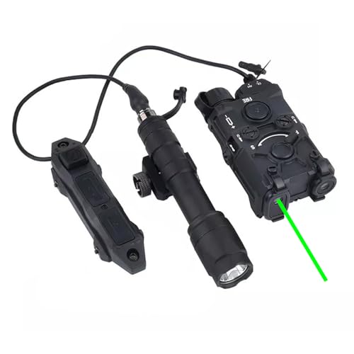 Nylon Box Aiming OG Laser Sights(with Red/Green/Blue Laser+IR Laser+White Flashlight), & M600C Strong LED Flashlight, & New Modular Dual Wire Remote Pressure Switch(SF+Crane Plug) Combo,Black