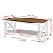 FurniChoi Farmhouse Coffee Table, Wood Rustic Vintage Cocktail Table for Living Room with Shelf, 47 White and Brown