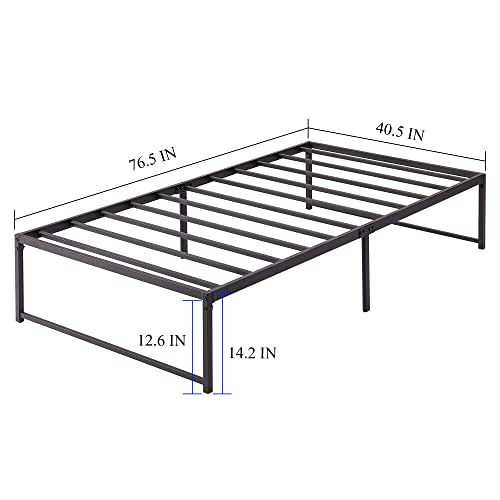 Vecelo 14" Metal Platform Bed Frame/Mattress Foundation/No Box Spring Needed/Steel Slat Support (Twin Size) #TOP1