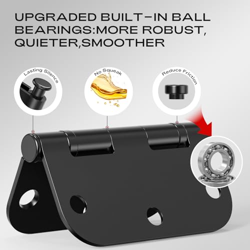 6 Pack Matte Black Door Hinges 3.5 Inch 5/8" Radius Round Ball Bearing Interior Door Hinges for Bedroom and Office No Squeak Flat Iron Hardware for Home Improvement Essentials by JIW - Image 3