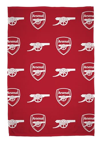 Arsenal FC Officially Licensed Fleece Throw Blanket | Super Soft Football Combo Design | Warm Super Soft Feel Red Throw | Perfect for Home Bedroom Sleepovers & Camping