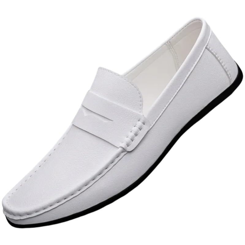 Men's Solid Colour Vintage Slip On Penny Loafer Shoes, Comfy Non Slip Durable Rubber Sole Formal Shoes for Men's Outdoor Activities