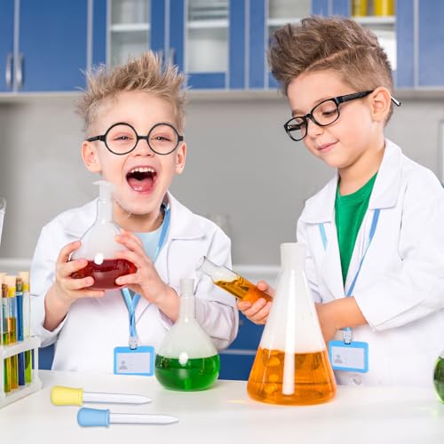 TUONYIS 6 Pcs Kids Scientist Costume, Kids Lab Coat with Dropper Glasses Work Card Magnifier, Boys Girls Scientist Outfit Doctors Outfit Scientist Doctor Role Play Set Scientist Fancy Dress (White) - Image 4