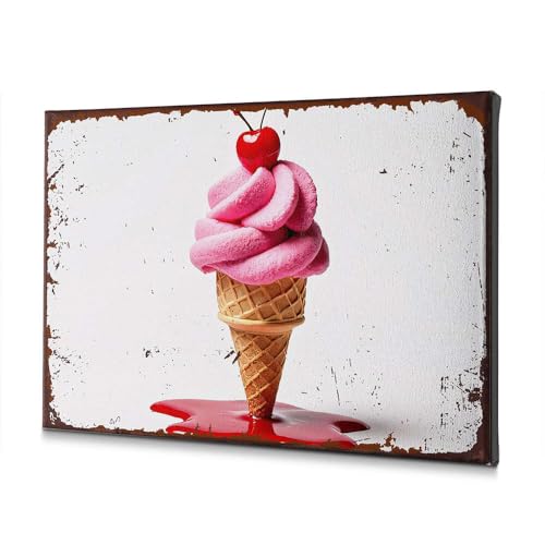 Toile cornet de crème glacée fondante pour colorer un mur blanc de salle de bain 40x60