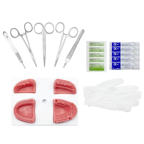 Dental Suture Practice Kit, YOUYA DENTAL Oral Suture Kit Suture Training with Bionic Oral Wound Gum Cutting &amp; Gingival Suturing, 4 Silicone Suture Pads Modules Dental for School Students Dentist