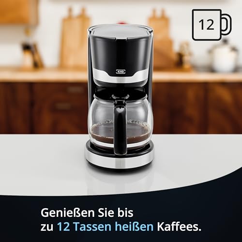 KHG Kaffeeautomat KA-129 SE2 aus Edelstahl/Kunststoff in schwarz, Kapazität für 12 Tassen, mit Glaskanne 1,5 Liter, Permanentfilter, Abschaltautomatik, Wasserstandsanzeige, Tropfstopp – Bild 5