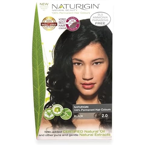 Naturigin Schwarz Haarfarbe 2.0 - Permanente Haarfarbe 100% Grauabdeckung - Zertifizierte Bio-Inhaltsstoffe Cover