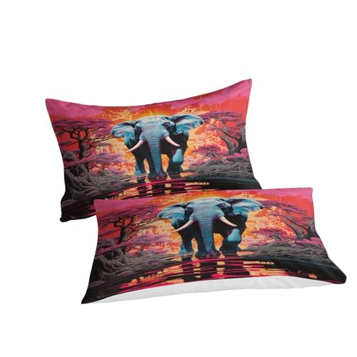 Housse de couette éléphant avec zip invisible pour lit simple sans repassage