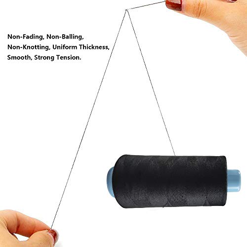 Hilos de coser poliéster 3000 yardas 2 bobinas negro y blanco miniatura 7