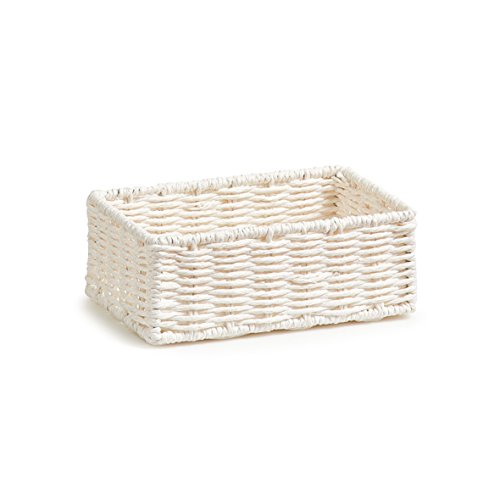 Zeller 18094 Aufbewahrungskörbchen, 2-er Set, Papiergeflecht, weiß, 24 x 18 x 9 cm
