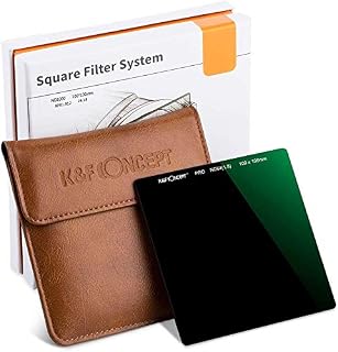 K&F Concept 100 * 100mm ND64 (1.8/6 Stops) Optical Glass Neutral Density Gray ND Square Filters Ultra Slim HD 20 Layer Double Side MRC Coating Waterproof & Anti-Reflection Coating For Cokin Z