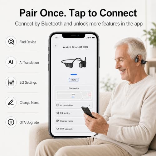 Image of Bone Conduction Hearing Amplifier for Seniors, Bluetooth with APP Control