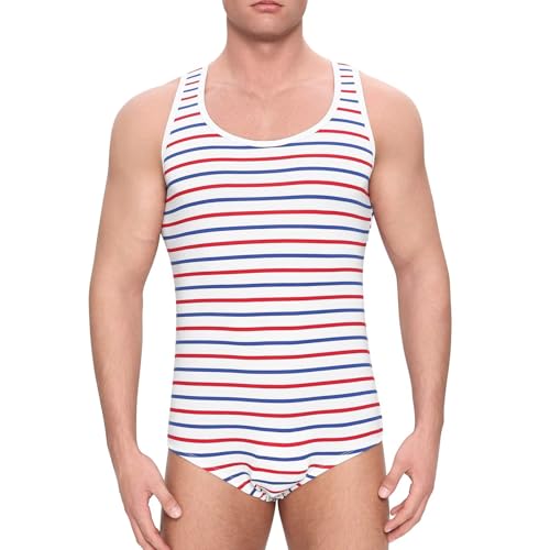 Mens Cotton Onesie Sleeveless Romper Pajama Basic Tank Top Bodysuit with Metal Snap Crotch3