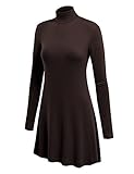 Made By Johnny WT992 Womens Long Sleeve Turtleneck Sweater Tunic with Various Hem M Brown