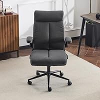 Bonnlo Rolling Ergonomic Office Desk Chair with Padded Flip-up Arms, 360° Swivel High Back Executive Computer Task Chair with Wheels for Game，Home Small Space, Study Room, Office (Linen Black)