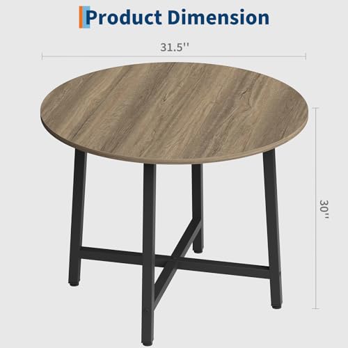 Image of Garvee Small Dining Table Set for 2, 31.5 in Farmhouse Round Kitchen Table with No-Wobble Adjustable Leveling Feet, 2 Upholstered Padded Chairs, 3-Piece Dinette Set for Small Spaces, Natural Wood