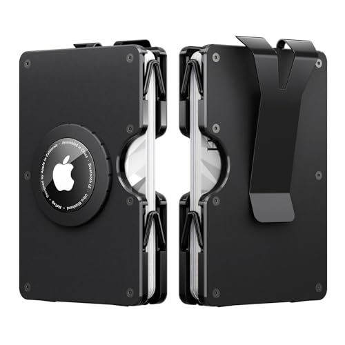 Slim AirTag Wallet for Men, Aluminum Minimalist Card Holder Metal Wallet with Money Clip, Compatible with Apple Air Tag, Front Pocket RFID Blocking Wallets, Holds up to 22+ Cards Plus Cash