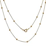 Minoplata Cadena de Plata 925 Bañada en Oro con Bolitas, 45 cm, Estilo Elegante
