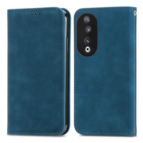 Cracedily Handyhülle für Honor 90 Hülle Klapphülle Premium Lederhülle Klappbar Flip Case Tasche Magnet Kartenfach Standfunktion Klapphülle Schutzhülle für Honor 90 5G Blaugrün