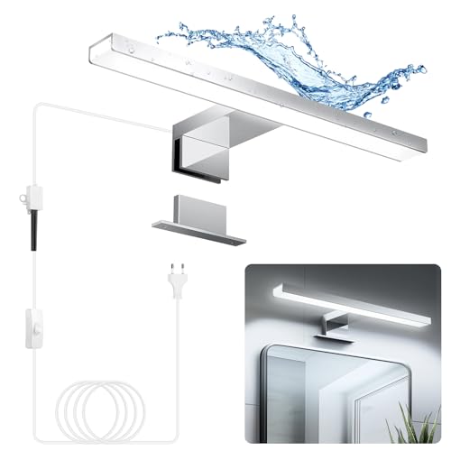 Hommie Lampe Miroir Pour Salle de Bain 30CM Avec Interrupteur 6000K Blanc 5W 500LM,IP44 Étanche Pour Maquillage Lavage, Lampe Murale Armoire