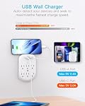 2 Pack 6-Outlet Wall Surge Protector, Multi Plug Outlet Extender, Outlet Wall Mount Adapter with 2 USB Charging Ports 2.4 A, 490 Joules for Home, School, Office