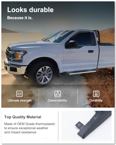 Image of Kiwi Master Mud Flaps for 2015-2020 Ford F-150 (Without OEM Fender Flares), OEM Replacement # FL3Z-16A550-CA, FL3Z-16A550-DA, Heavy Duty Mud Guards, Front & Rear Splash Guards, No Drill, 4 Pcs Set