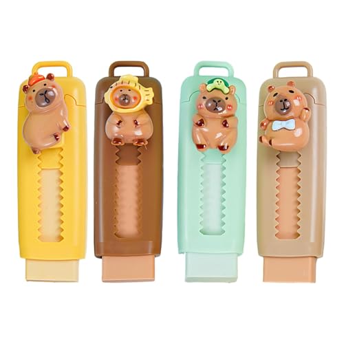 Ya en mundofriki.es: 4 gomas de borrar retráctiles, divertidas, con animales, retráctiles, Kawaii Capybara, 4B, para la oficina, el hogar, la escritura, la pintura