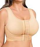 BRABIC Front Closure Post Surgery Compression Wireless Everyday Bras for Women Mastectomy Support (XX-Large, Beige)