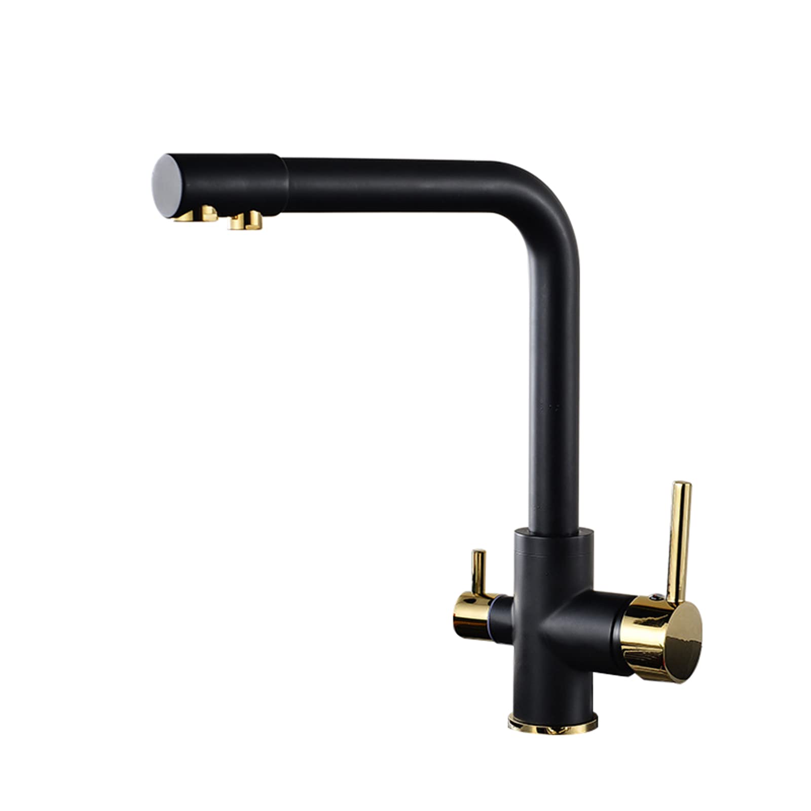 Grifo de 3 vías negro con doble salida para agua filtrada y de red