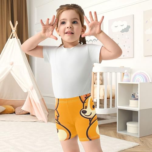 Cute Cartoon Corgi Dog Back Girls Biker Shorts Toddlers Cotton Under Shorts for Dresses 4t Little Girl4