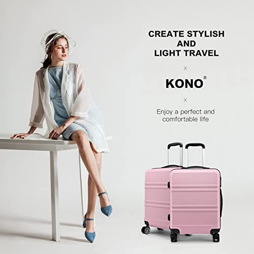 Kono 20'' Carry On Luggage Lightweight With Spinner Wheel Tsa Lock Hardside Luggage Airline Approved Carry On Suitcase Pink #TOP6