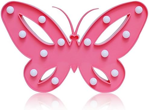 Decorative and Fun Light Up Pink Plastic Butterfly with 14 Warm White Lights