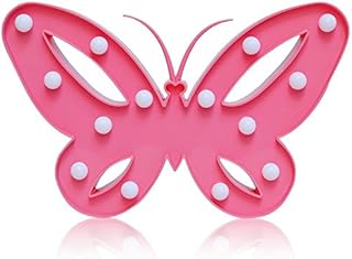 Decorative and Fun Light Up Pink Plastic Butterfly with 14 Warm White Lights