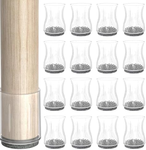 JLKDQ Chair Leg Floor Protectors, Chair Leg Covers to Protect Floors, Chair Leg Protectors for Hardwood Floors, Anti-Scratch & No Noise. 16 Pcs Clear. Round CR XX-Small Women/X-Large Men