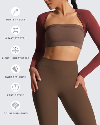 Image of Aoxjox Women's Lexi Lined Bolero Shrug | workout long sleeve,waist-defining cropped fit,open front cardigan,buttery soft fabric,layering,yoga,gym,daily wear