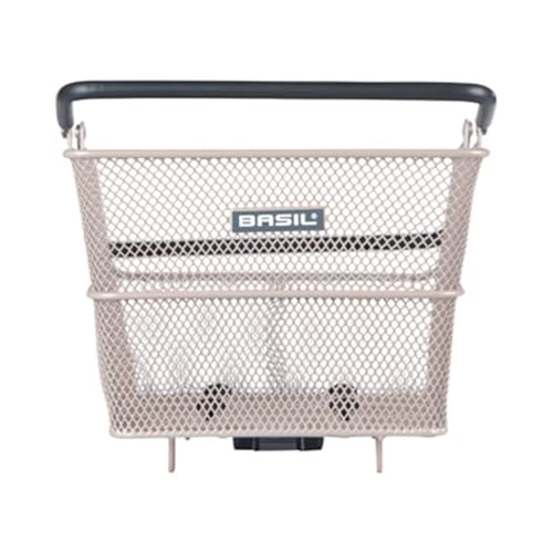 Basil Cento MIK Fahrradkorb – abschließbares MIK-System inkl. - Wetterfest - Robust - 21 Liter Volumen, ideal für den Gepäckträger und tägliche Nutzung - Metallfarbig