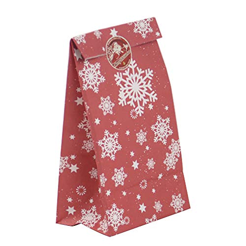 Fictory Bolsas de regalo de papel de Navidad, paquete de 24 colores surtidos, 12 x 7,5 x 21 cm, bolsas de alimentos de fondo cuadrado para golosinas navideñas, recuerdos de fiesta y embalaje para