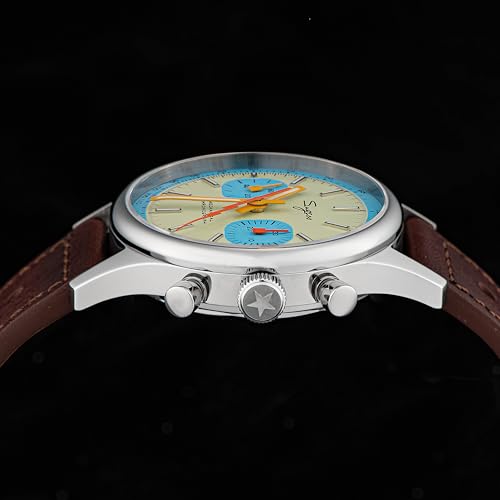 Image of Sugess Chrono Hertiage S387.01.Z Brown Racing Leather ST1901 Mechanical Chronograph Mens Wrist Pilot Watch Seagull 1963