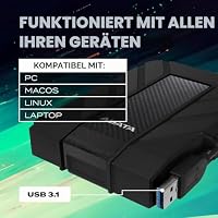 ADATA HD710 Pro - 1 TB, externe Festplatte mit USB 3.2 Gen.1, IP68-Schutzklasse, schwarz,langlebig, wasserdicht und staubdicht mit militärischer Zähigkeit in mehrschichtigen Festplatten – Ansicht 5