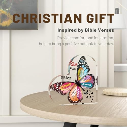Christliche Geschenke für Frauen, Acryl Schmetterling Plakette -Geschenke für Frauen Schwester Beste Freundin Mädchen Kollegin zum Weihnachten Geburtstag Ostern, Taufgeschenke für Mädchen