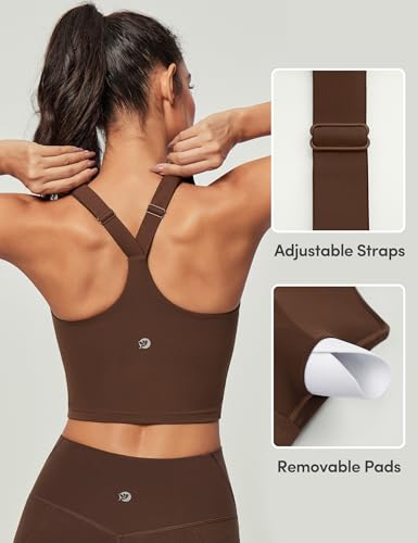 Image of IUGA Buttery Adjustable Workout Tank Tops Woman with Built in Bra Y Back Longline Sports Bra Athletic V-Neck Crop Tops