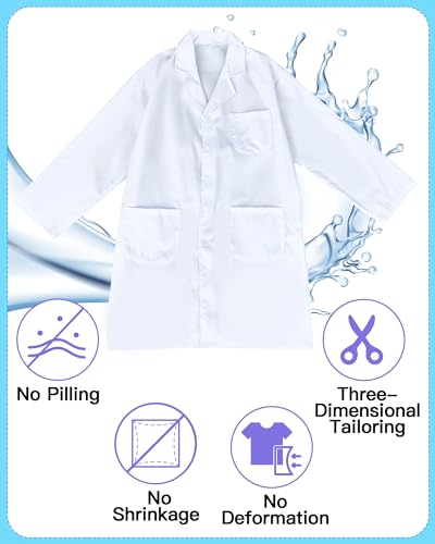 White Unisex Professional Lab Coat for Women Men Adults Long Medical Coat Lab Jacket for Grad Doctor Nurse - Image 6